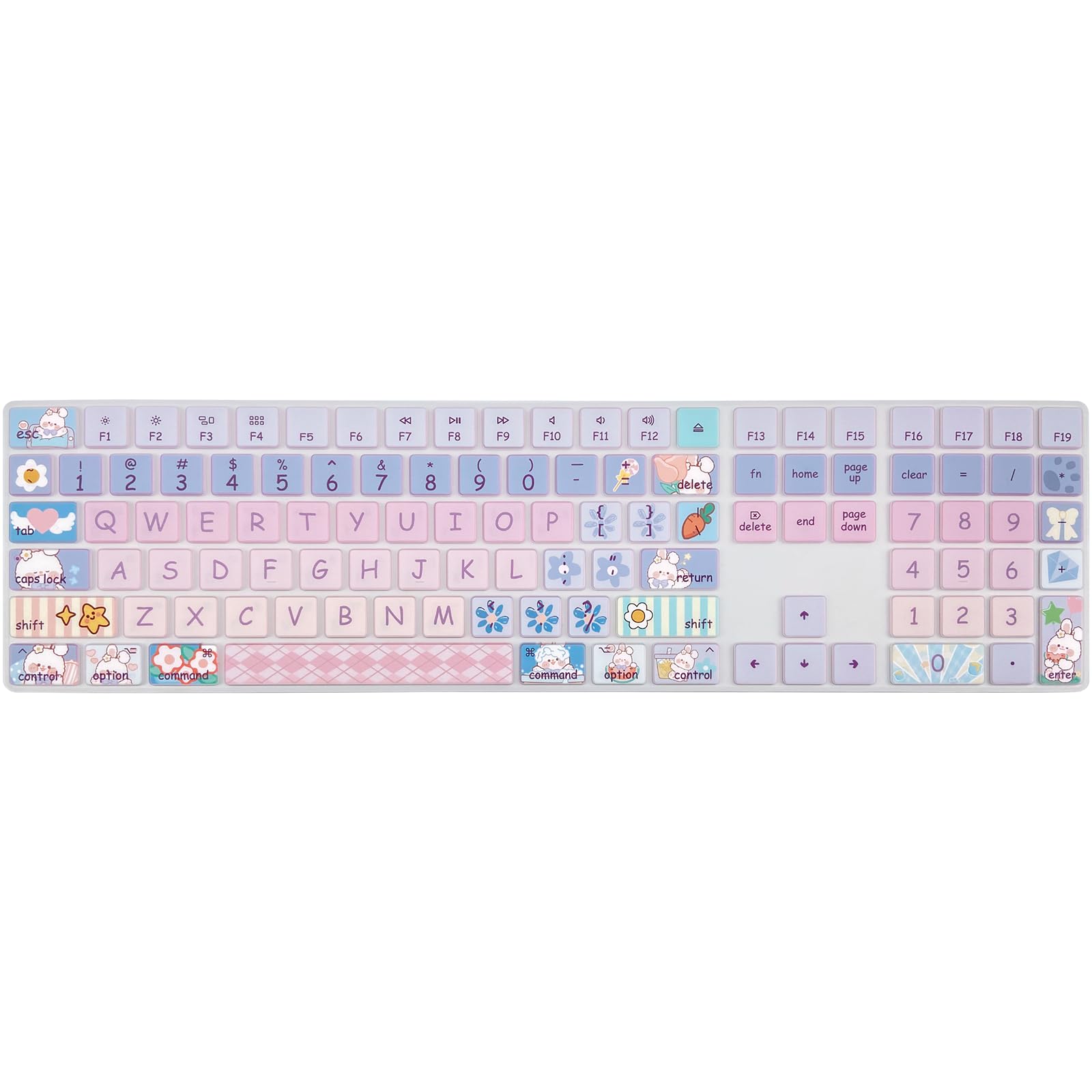 Cute Silicone Keyboard Cover for Apple iMac Magic Keyboard (Model: A1843, 2017 2018 Release) with Numeric Keypad, Cute Print Keyboard Skin, US Layout,