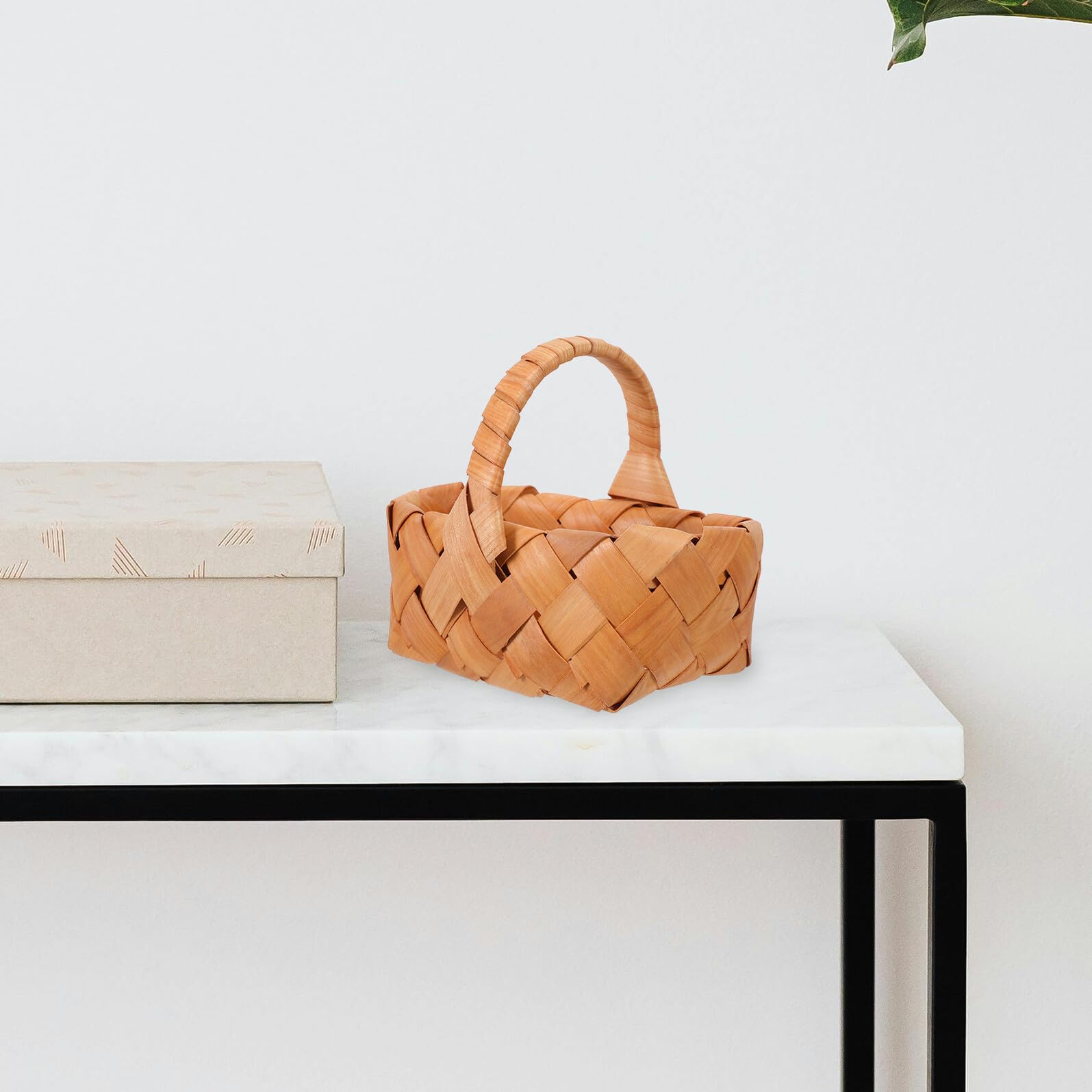 Artibetter 4 Cestas de Mimbre Pequeñas Tejidas en Madera con Asas Mini Cesta para Almacenamiento y Regalos Color Camel Ideales para Organización en Hogar Fiestas y de 4