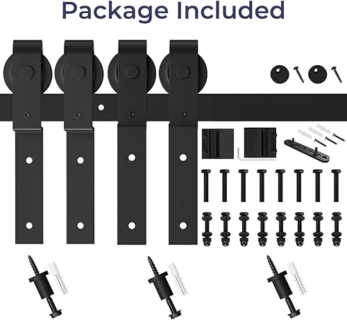 Miniatura 6 de SmartStandard Puerta corredera de granero de 24 x 84 pulgadas con kit de herrajes para puerta corrediza de granero de 4 pies, pista única, fácil de