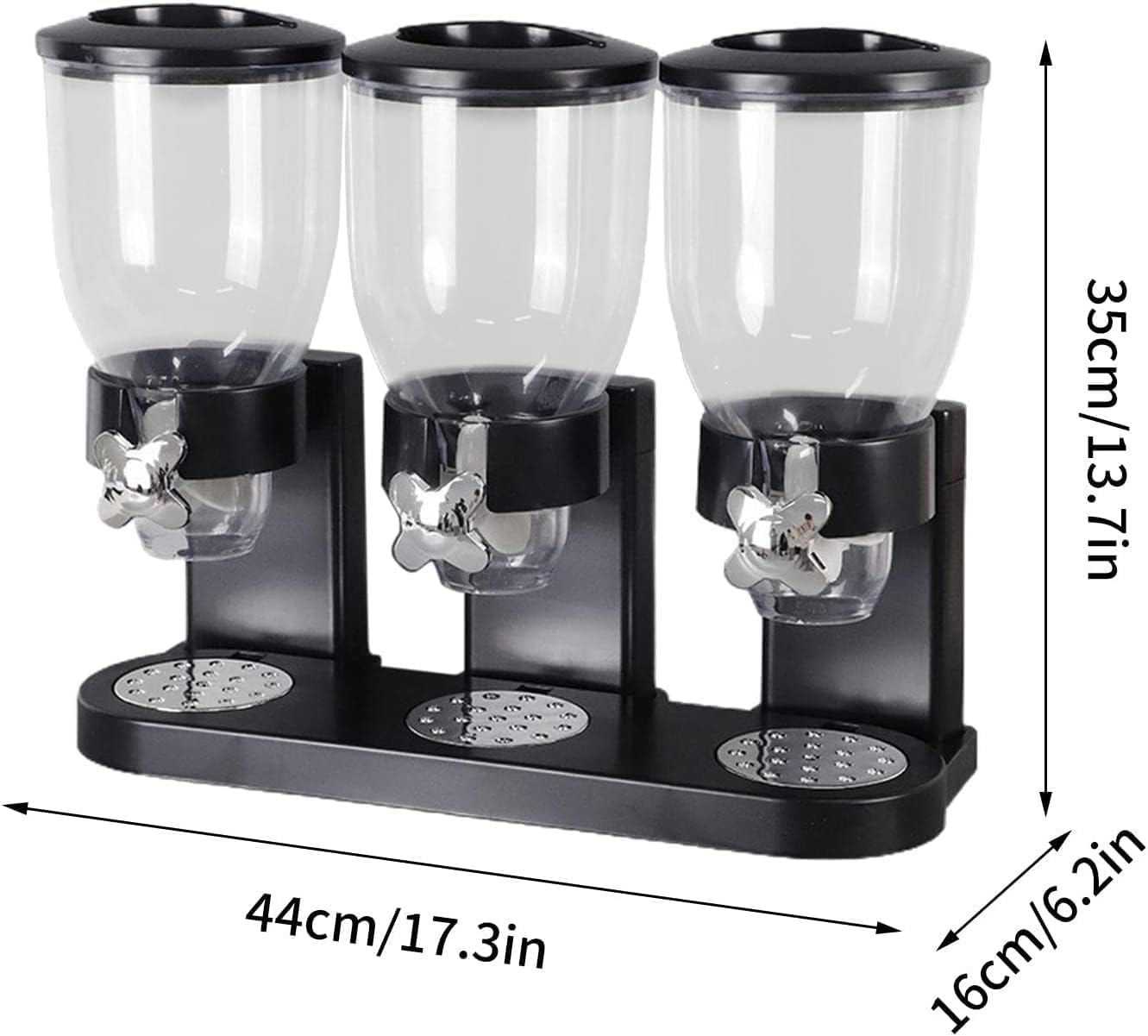 Generic Triple Food Dispenser Cereal Containers Storage Container Dispenser Countertop For Candy Nut Grain Granola Snack