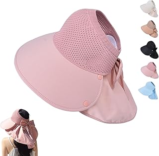 Sombrero Protector Solar Hueco con Chal extraíble, Visera Ancha de Moda, Sombreros for el Sol con protección UV for Playa y Senderismo.