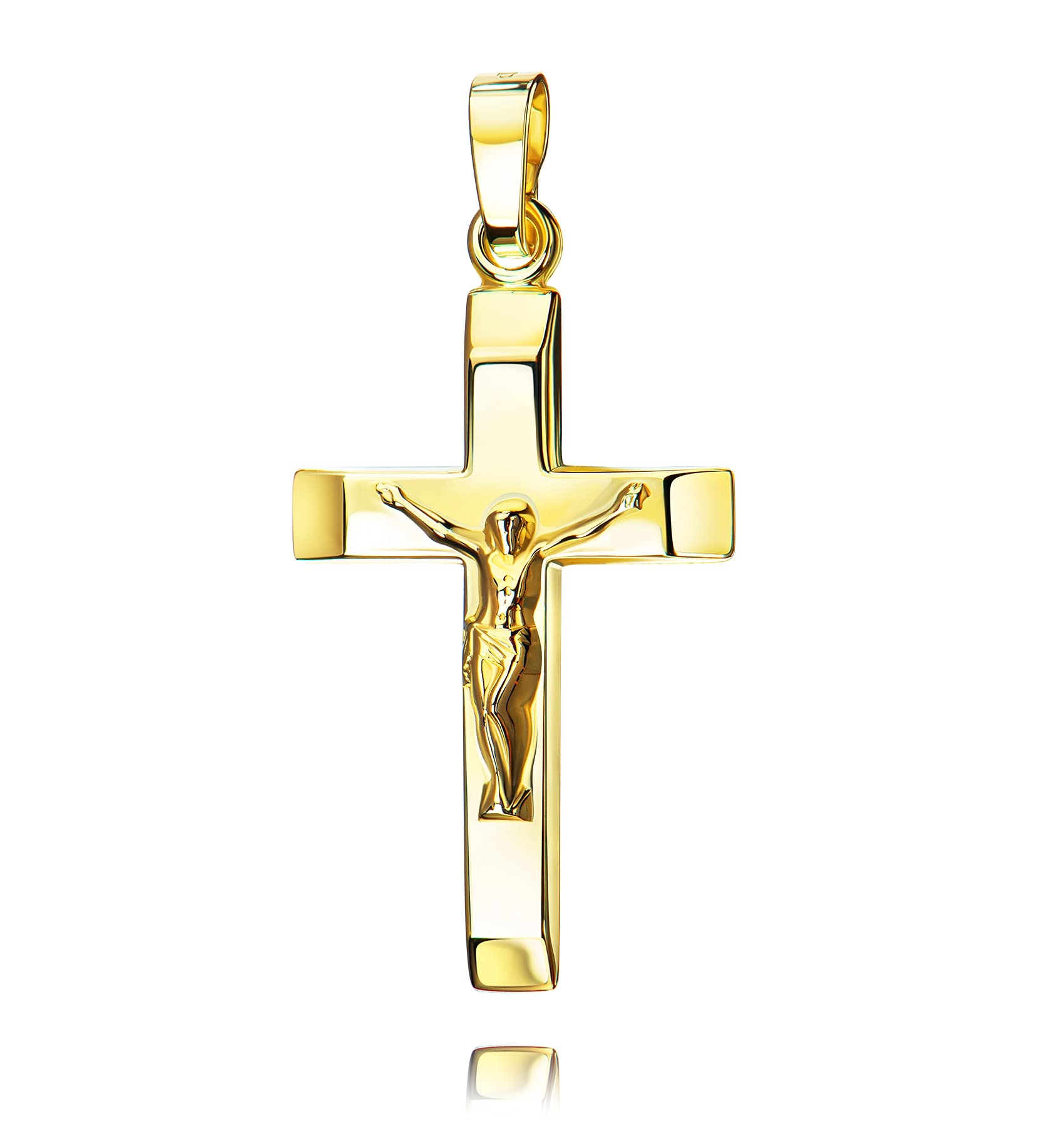 Kruzifix-Anhänger 585 Gold 14 Karat Kreuz-Anhänger Jesus Christus Ketten-Anhänger mit Schmuck-Etui