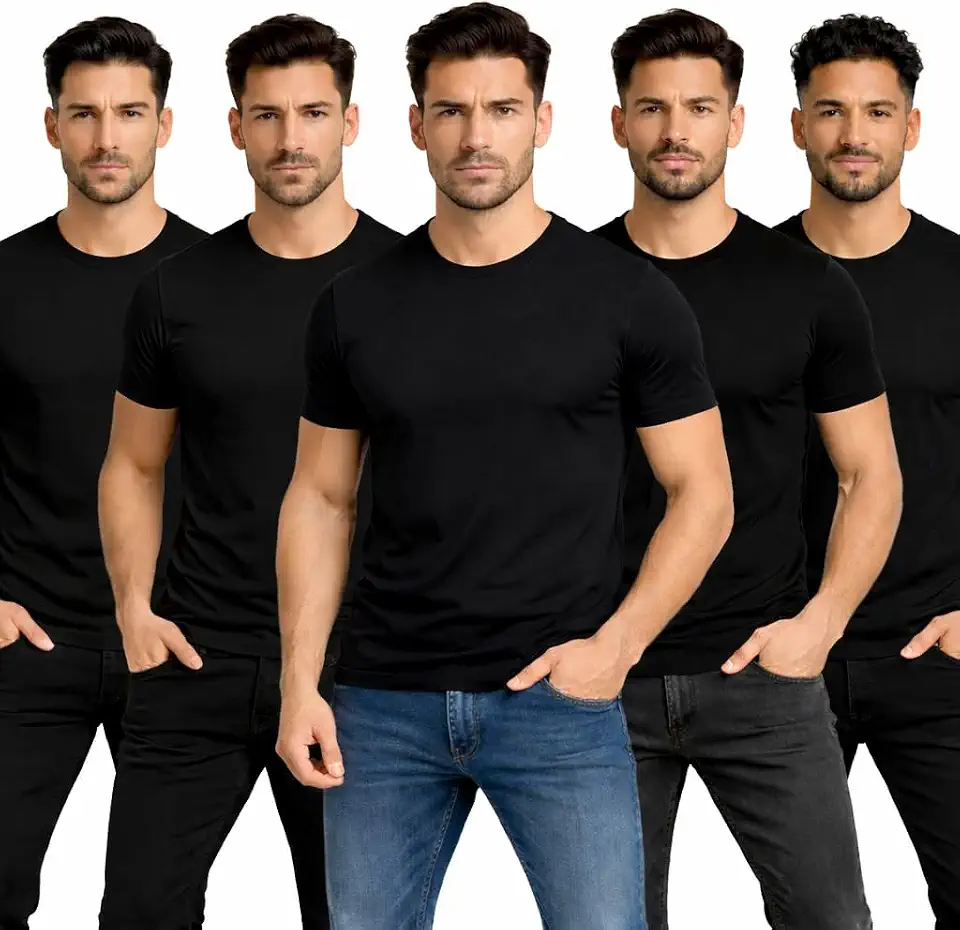 Kit 5 Camisetas Masculinas Egípicia Premium Básicas Lisas Com Elastano Confortável Estica