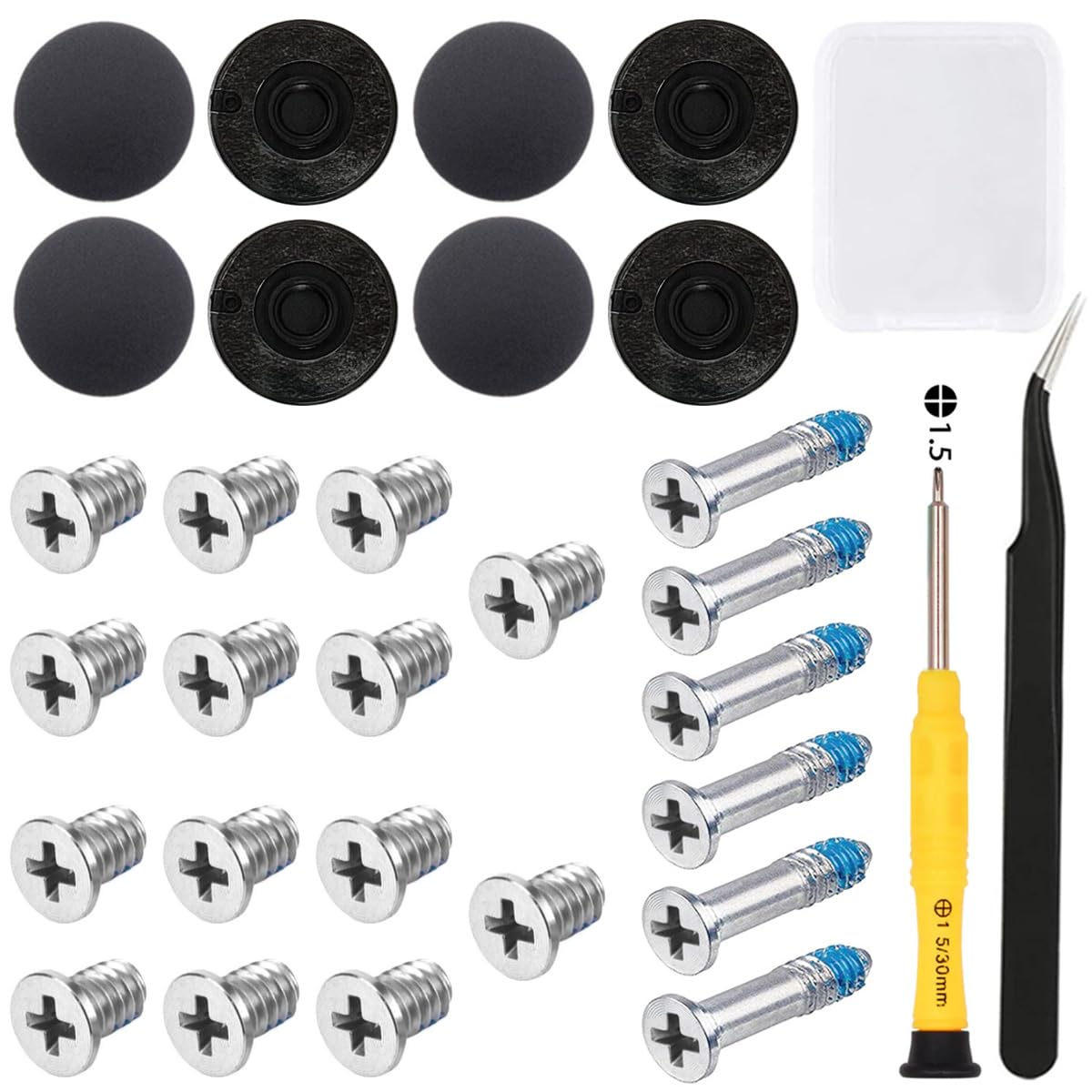 31 PCS Base Inferiore Base in Gomma Custodia e Viti Set di Viti Postato Compatibile per MacBook PRO 13 "15" 17 "A1278 A1286 A1297 (Non per Display Retina) - 1,5 mm Phillips Cazzolottente