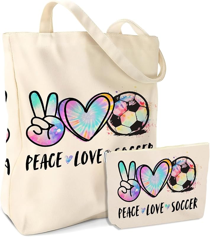 jealance Conjunto com 2 Bolsas de Lona Peace Soccer 1165, com Zíper e Bolso Interno