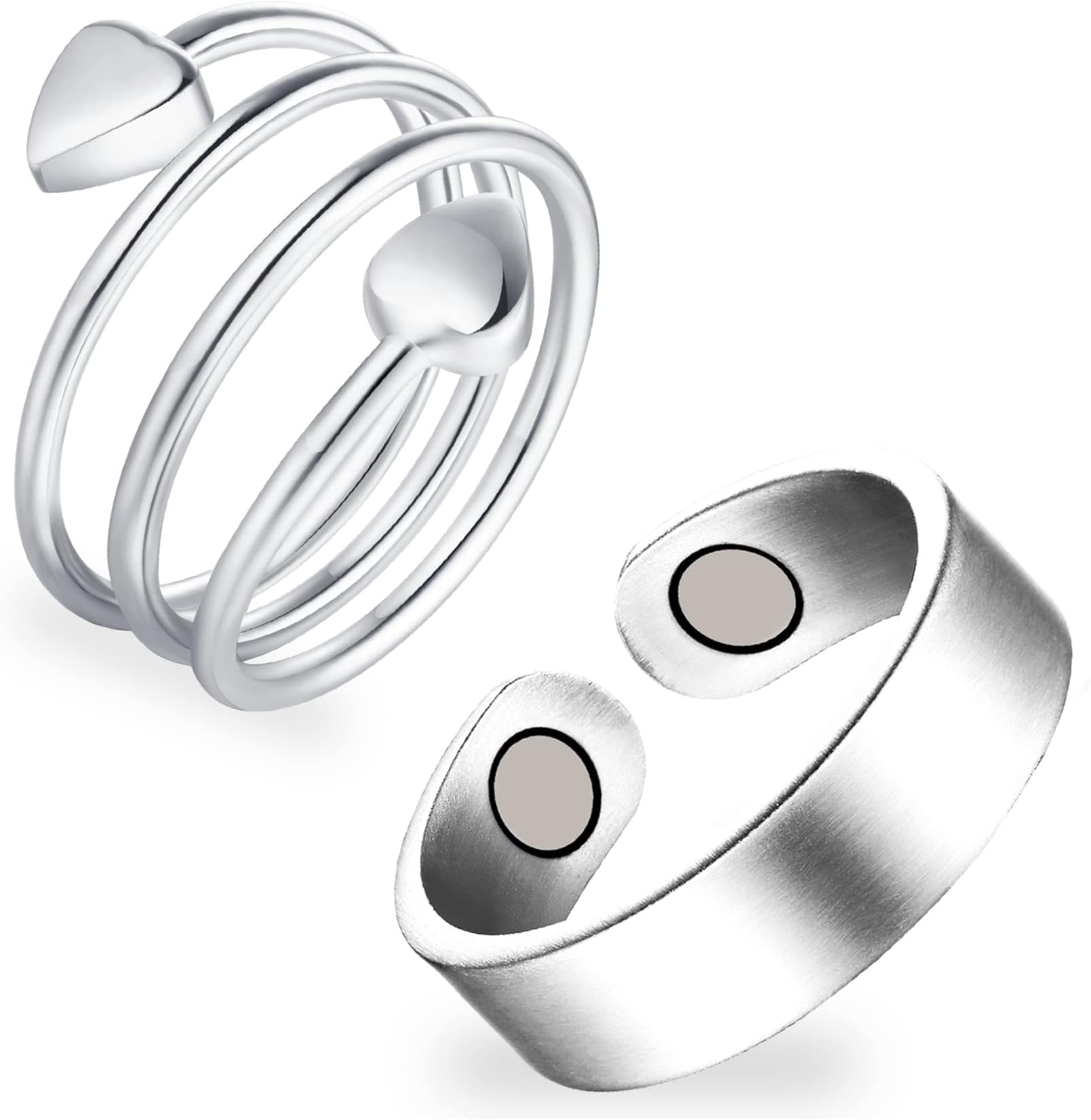 2PCS Copper Rings for Women,99.99% Pure Copper Magnetic Thumb Ring with Magnet,Lymphatic Jewelry Gifts for Womens
