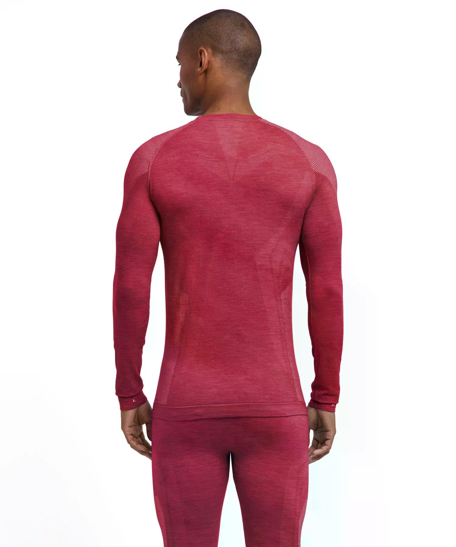 FALKE Mężczyźni Warstwa podstawowa (góra) Wool-Tech Light M L/s Sh wełna materiał funkcjonalny regulujące klimat 1 Sztuka, Czerwony Ruby 8830, L