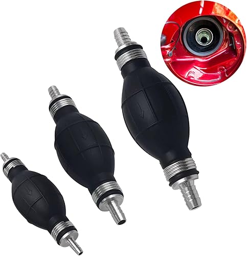 3 bombillas de imprimación negra, bomba de combustible de goma, bomba de mano de sifón de gas marino, línea de combustible fuera de borda para