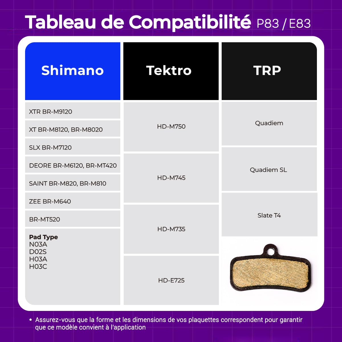 Plaquettes de Frein à Disque vélo Cycle1st compatibles avec étriers Shimano 4 Pistons – pour VTT/vélo de Montagne/eMTB – 83 Series (Semi-métallique/Céramique)