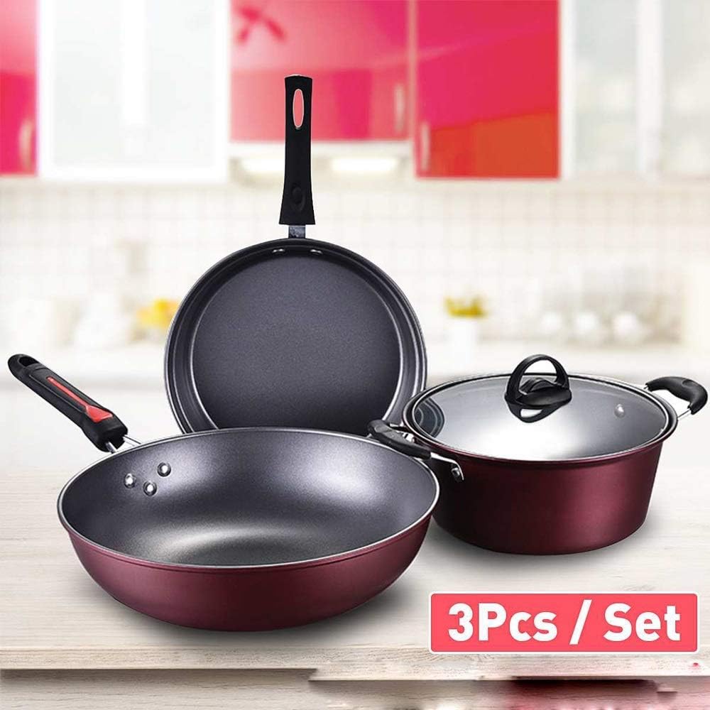 3個セット焦げ付き防止調理器具フライパン調理鍋 ガラス蓋付きフライパン便利 ソテーパン