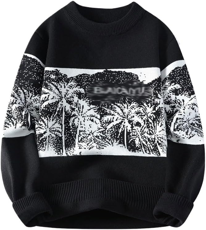 Men's Printing Sweater Round Neck Knitted Base Sweaters