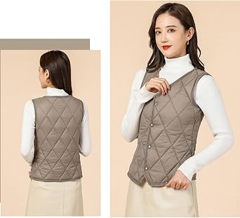 Women's Down Vest, Solid Color, Lightweight, Down Vest, Insulated, Windproof, Cold Protection, Warm, Cotton, Ultra Light, Inner Down, Opens Front, Large Size, Slim, Fashion, Casual, Down Jacket, Heat Retention, Water Repellent, Down Coat, Outdoor