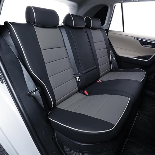 Vista 24 de EKR - Juego completo de fundas de asiento de cuero para automóvil de ajuste personalizado (color negro)