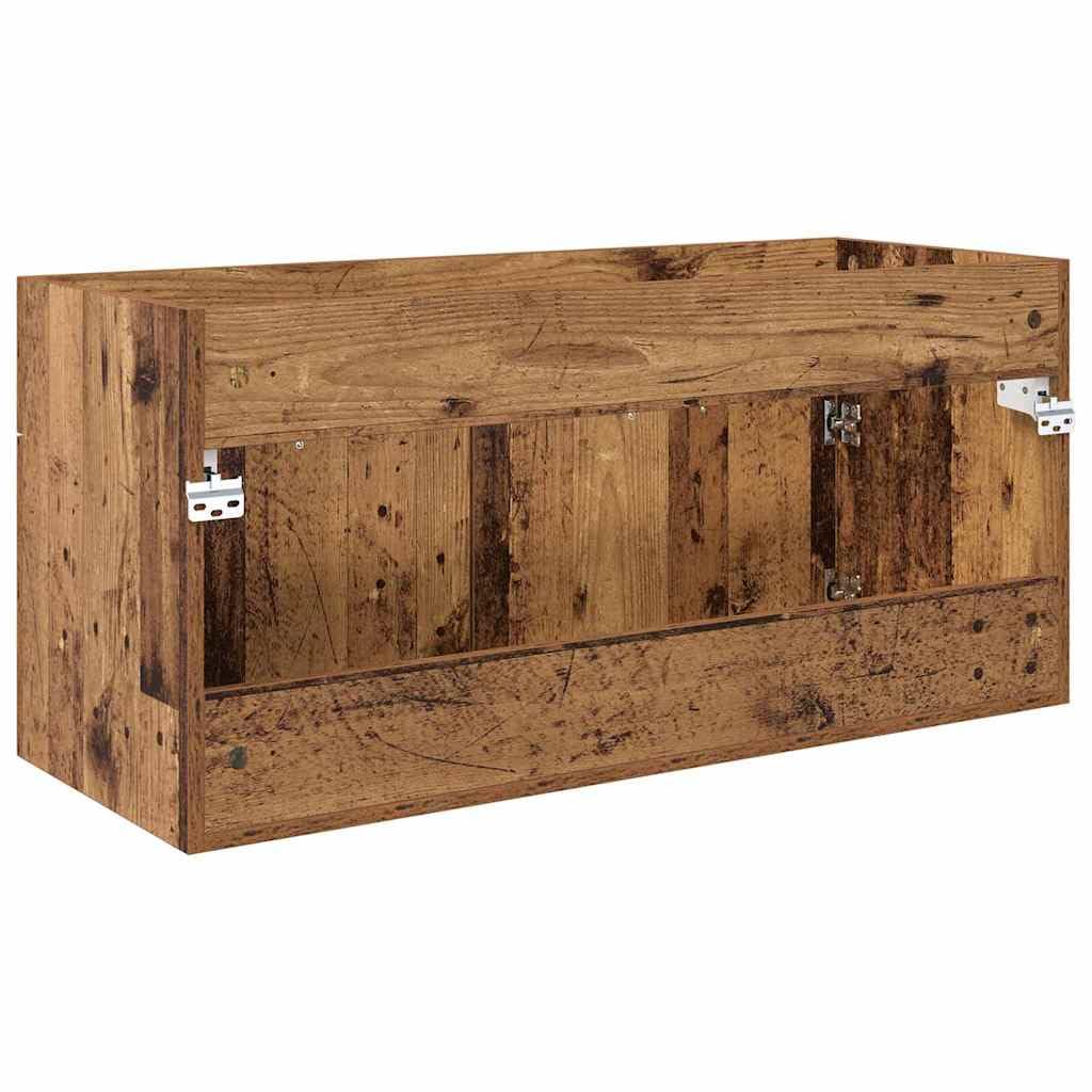 Armadietto da bagno, effetto legno anticato, 100 x 38,5 x 46 cm