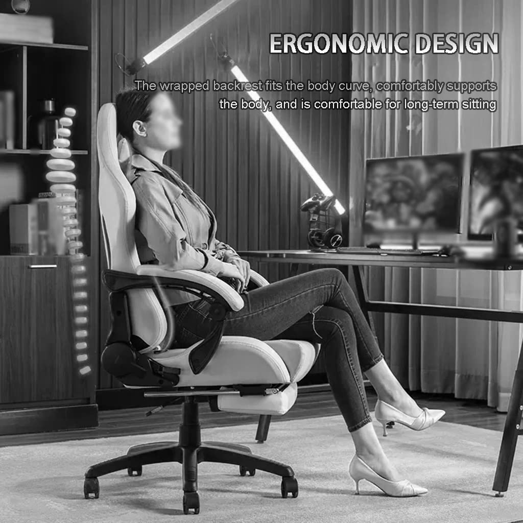 Poltrona da Gaming con Poggiapiedi Comfort Sedentario Ergonomico Sedia Gaming, Home Lift Girevole Poltrona Racing, Portata 200 Kg/440,9 Libbre (Color : Dark Brown, S : 123-131 * 40cm)