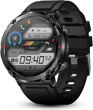 AlphaGear Bravo XL Smartwatch for Men, Big Face Tactical Smart Watch, Large Display, 600mAh 18-Day Battery, Voice Assistant, Bluetooth Calling, Water Resistant, for Android iPhone