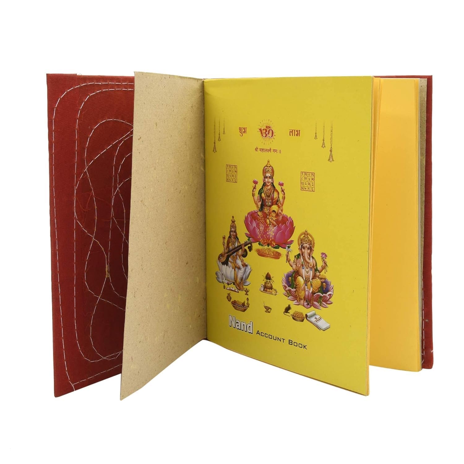 Red Diary with Yellow Pages 90 GSM Paper Handmade Traditional Bahi Khata Book Manifestation Diary for Dream Wish Goal Quality Notebook for Writing and Success (Vintage Red)