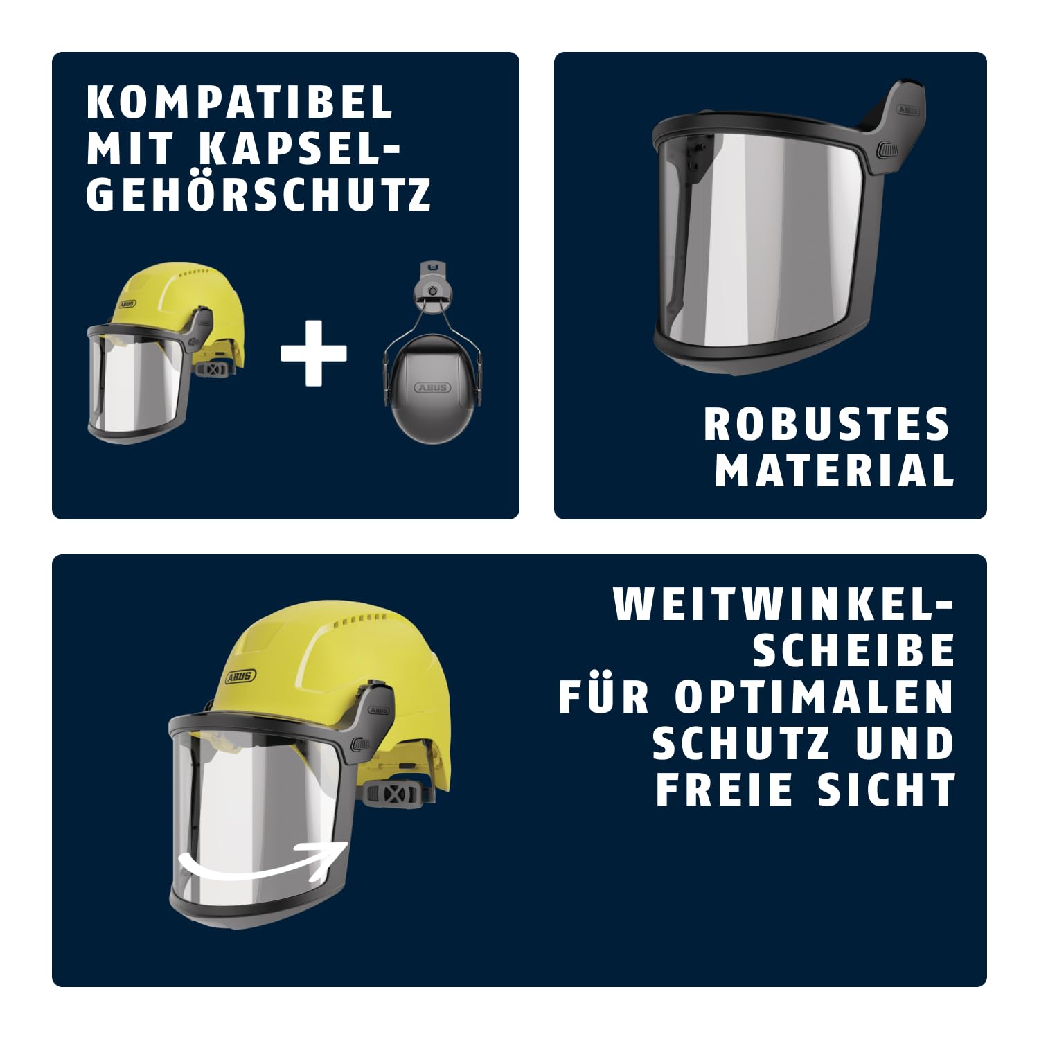 ABUS Vollvisier klar - Zubehör für den Schutzhelm Scator(-E) - kratzfest, schlagfest und beschlagfrei - Gesichtsschutz für Bau und Montage - auch für Brillenträger