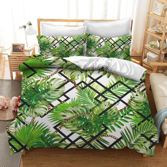 Geroclonup Bettbezug-Set, Baumwolle, Monstera-Bltter-Bettwsche-Set fr  Zuhause, 3-teilig, niedlich, weich, mit 2 Kissenbezgen, keine Bettdecke,  volle Gre : Amazon.de: Kche, Haushalt & Wohnen