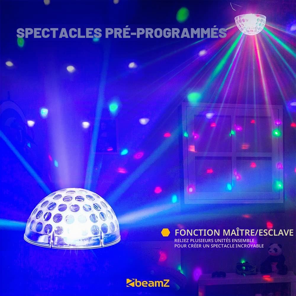 BeamZ JB60R Jelly Ball Effet Lumineux 6 x 1W LED, 5 Canaux DMX, 82 Faisceaux Rotatifs, Mode Automatique et Audio, Faible Consommation, Boitier Solide, Télécommande Incluse