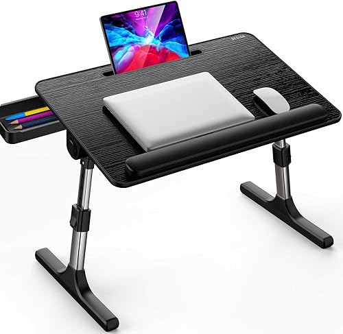 Besign LT07 - Escritorio de regazo extragrande, mesa ajustable para laptop, escritorio portátil de pie para cama, bandeja de desayuno plegable para