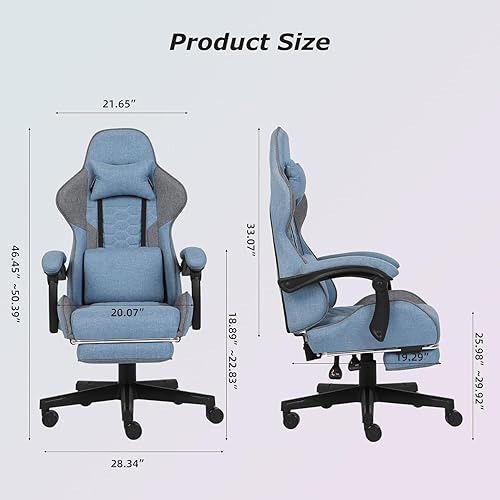 Miniatura 3 de Silla para videojuegos, silla de oficina para computadora con reposapiés, reposabrazos de enlace y soporte lumbar, sillas ergonómicas de respaldo