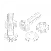 Vista 6 de uxcell Tornillos de máquina Phillips de plástico M4 x 1.181 in con tuercas y arandelas planas, pernos de máquina de cabeza plana de PC