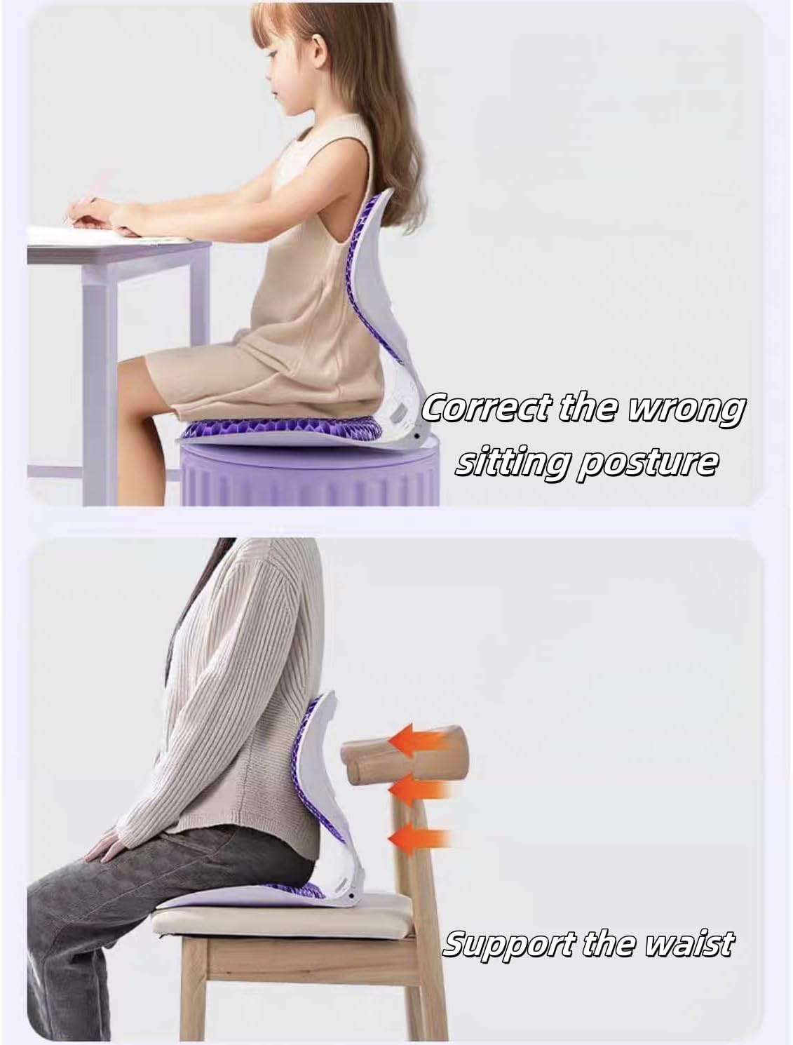 Folding Lumbar Support pad-Honeycomb Gel Cushion, Portable Back Pain Relieving Device, Suitable for Office Chairs, Cars and wheelchairs.