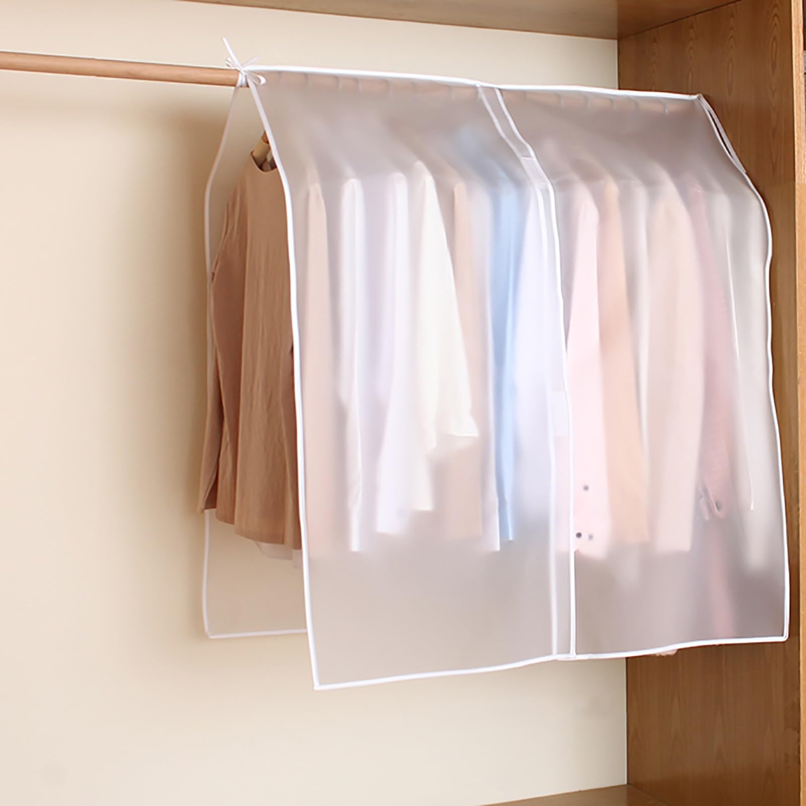 Garment Bags， Translucent Locker Garment Cover, Clothes, with Hook And Loop Straps And Tethers, Foldable(60 * 120cm/24 * 47in)