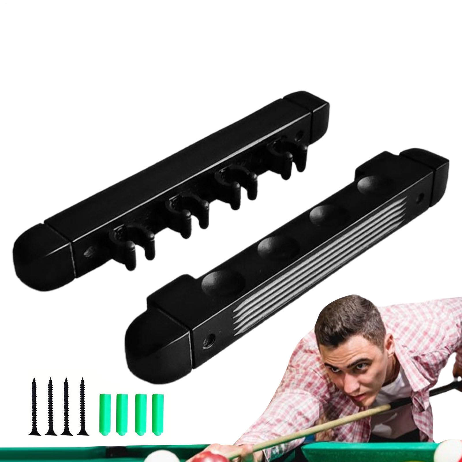 Soporte de pared para tacos de billar, soporte para tacos de billar | Porta tacos de billar de madera dura con 4 clips para taco – Soporte de billar de madera dura, soporte para tacos de billar R