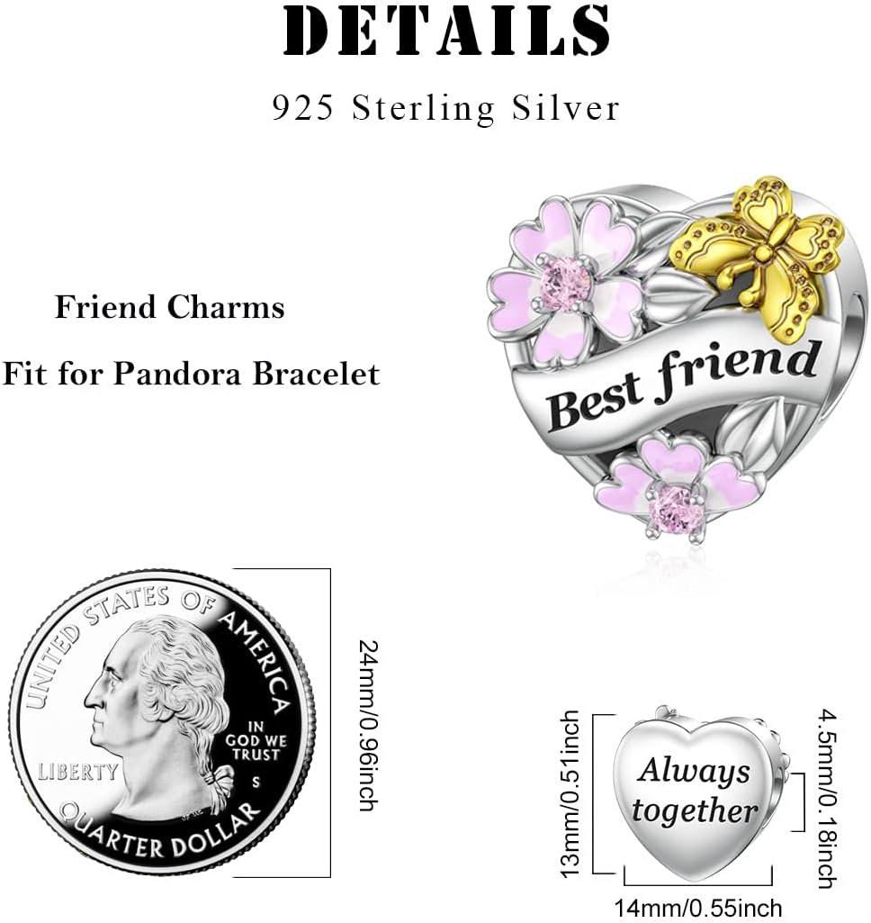 DALARAN 925スターリングシルバー 母 娘 姉妹 妻 友達 おばあちゃん チャームビーズ ブレスレットネックレス用, キュー