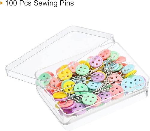 Miniatura 3 de PATIKIL Alfileres de costura, paquete de 100 alfileres de acolchado rectos con cabeza de botón plana para decoración de modista, multicolor