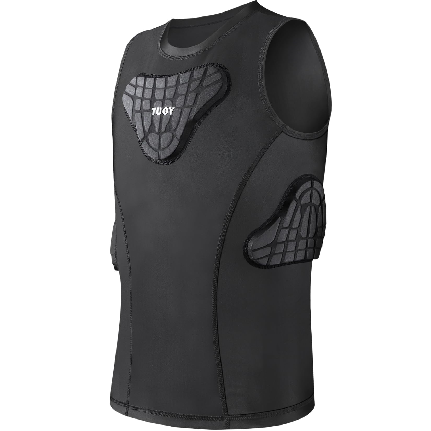 TUOY Youth Padded Shirt Chest Rib Protector Heart Guard Sternum Protective Compression Shirt for Baseball Football Basketball Lacrosse