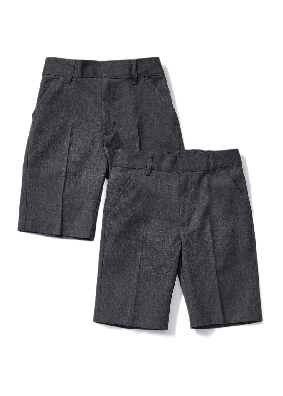 Boys Twin-Pack School Shorts - Pull Up Elasticated Waist - Grey - Ages 2-18y Pull On