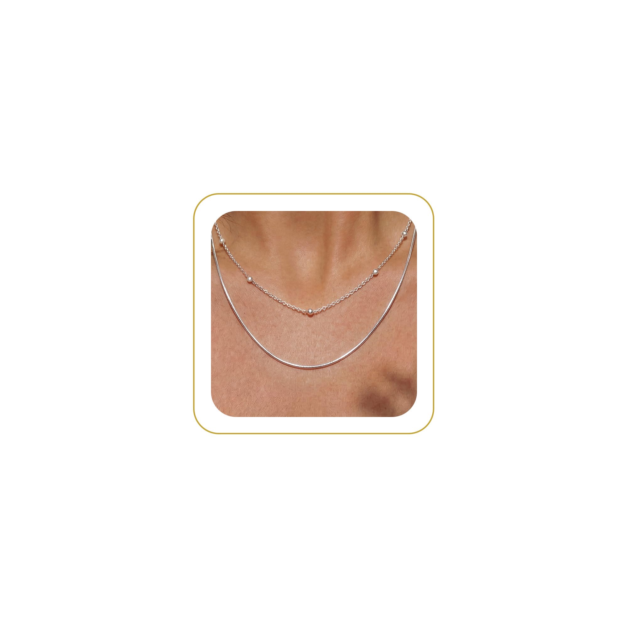 Tewiky Layered Necklaces for Women Non Tarnish- Chunky 14k Gold Plated Herringbone/Snake/Rope/Box/Cuban Link Chain for Women Waterproof Layering Stack Choker Necklace Trendy Dainty Tarnish Free Jewelry Set