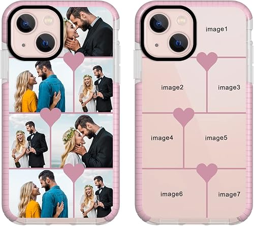 WOWTIFY Funda de teléfono personalizada para iPhone 13, fundas de teléfono con fotos de collage multiimagen, cubierta personalizada para cumpleaños,