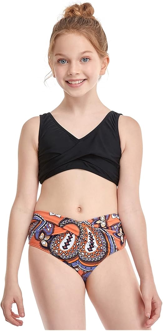 Amazon Co Jp 子供の水着新しい夏2 12歳の幼児の女の子ビキニのスーツの固体フリルの花の水着キッズガールビーチの外観 Color Black Daughter Size 4 5t 服 ファッション小物