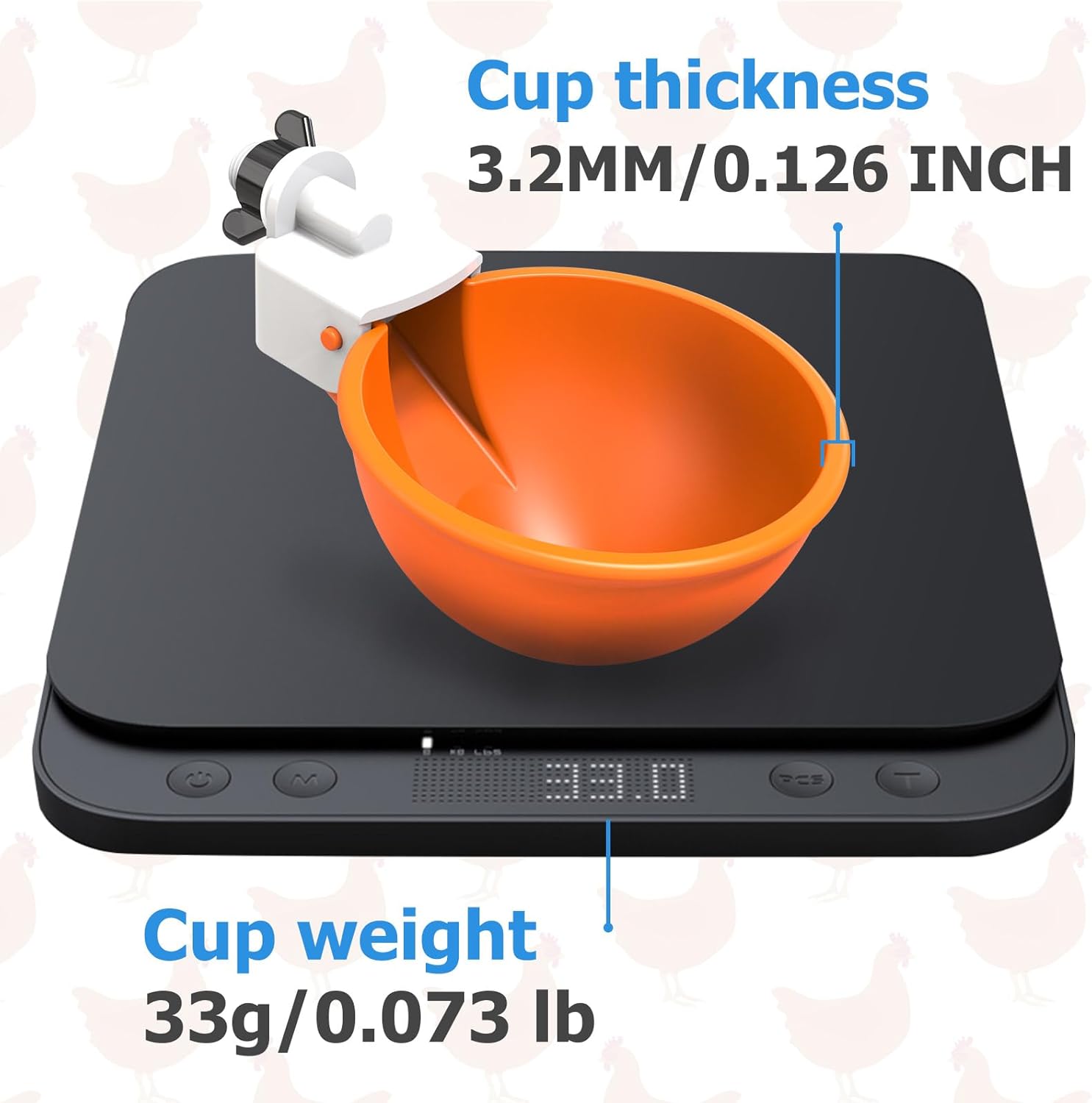 Large Automatic Chicken Waterer Cups, Chicken Water Feeder Suitable for Chicks, Duck, Goose, Turkey and Bunny, DIY Poultry Water Feeder Kit (8 Pack-Orange)