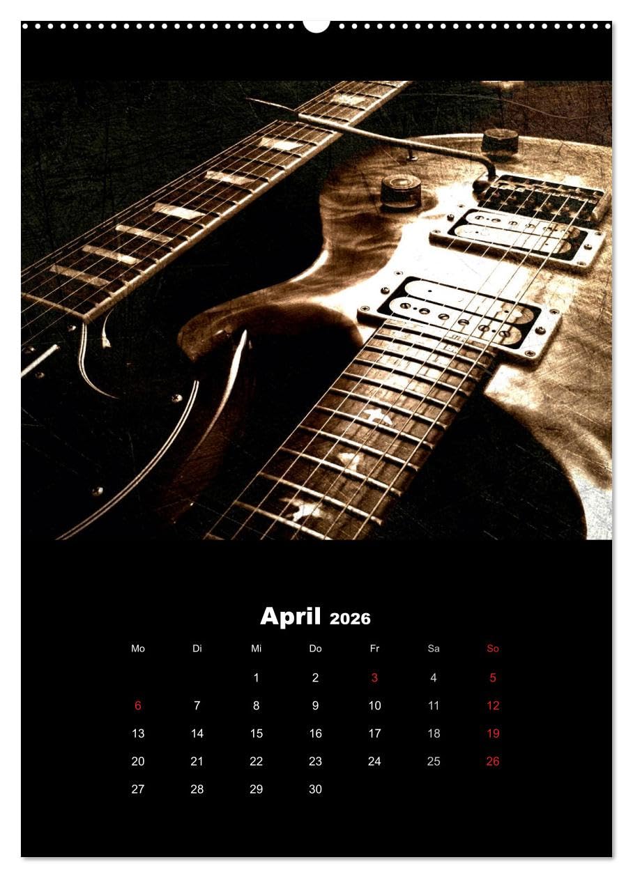 Vintage Gitarren (Wandkalender 2026 DIN A2 hoch), CALVENDO Monatskalender: Gitarren im Vintage-Style in Szene gesetzt