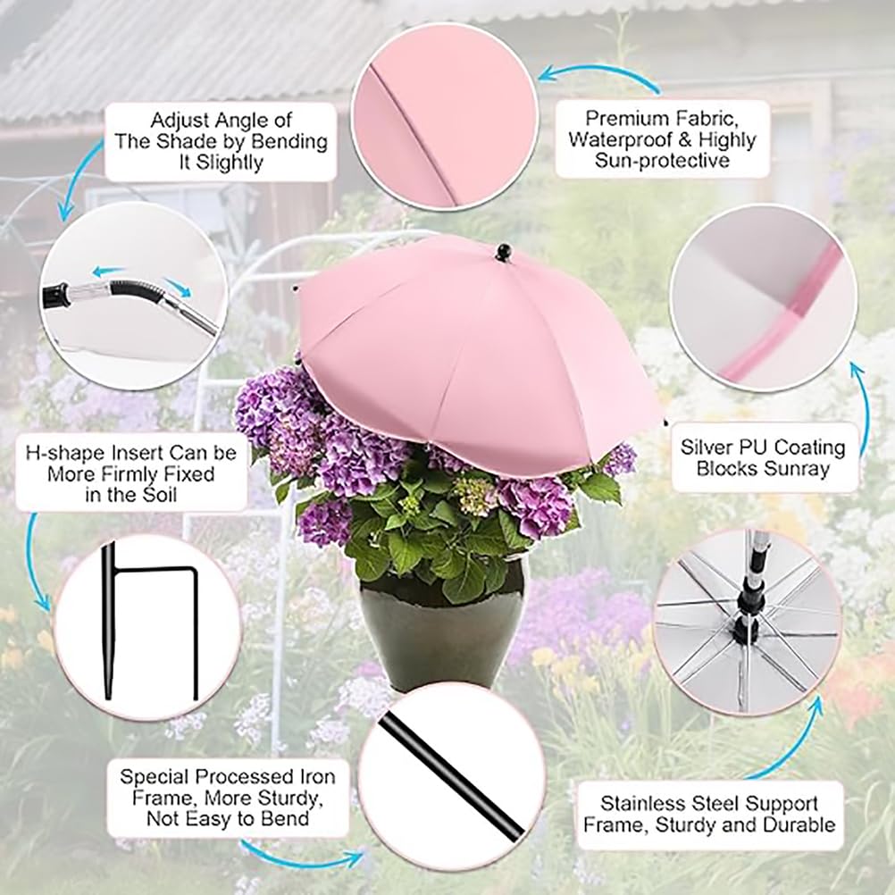 24" Angles Réglables Parasols pour Plantes D'Extérieur Parasol De Jardin Ombre pour Plante en Pot, Couverture D'Ombrage De Parasol De Plante De Jardin pour Fleurs De Patio, Plantes,4pcs