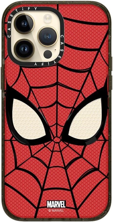 CASETiFY Impact iPhone 14 Pro Max Case [Spider-Man Co-Lab / 4X Military Grade Drop Tested / 8.2ft Drop Protection] - Spider-Man Mask - Clear Black