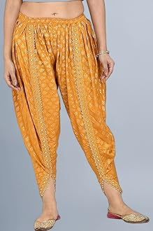 Printed Rayon Dhoti Pant for Women Ethnic Bottom Wear for Women's Bottom Pants for Girls Harem Pants (28 Till 34) Mustard