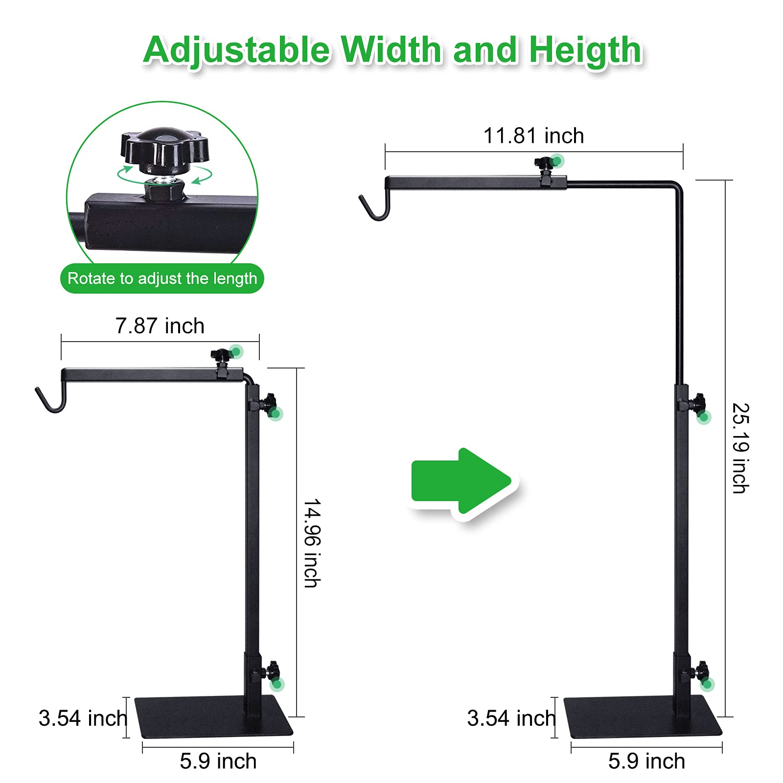 Supporto per lampada termica regolabile per terrari rettili con base, supporto per anfibi e lucertole, tartarughe e serpenti e altri animali a sangue freddo (M, 30 x 64 cm)