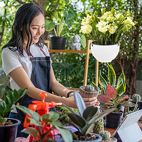 Hemoton Hanging Flower Pot Wall Flower Baskets Wall Railing Hanging Planter Basket Metal Patio Flower Holder Home Decoration For Indoor Outdoor Porch Balcony White #TOP5