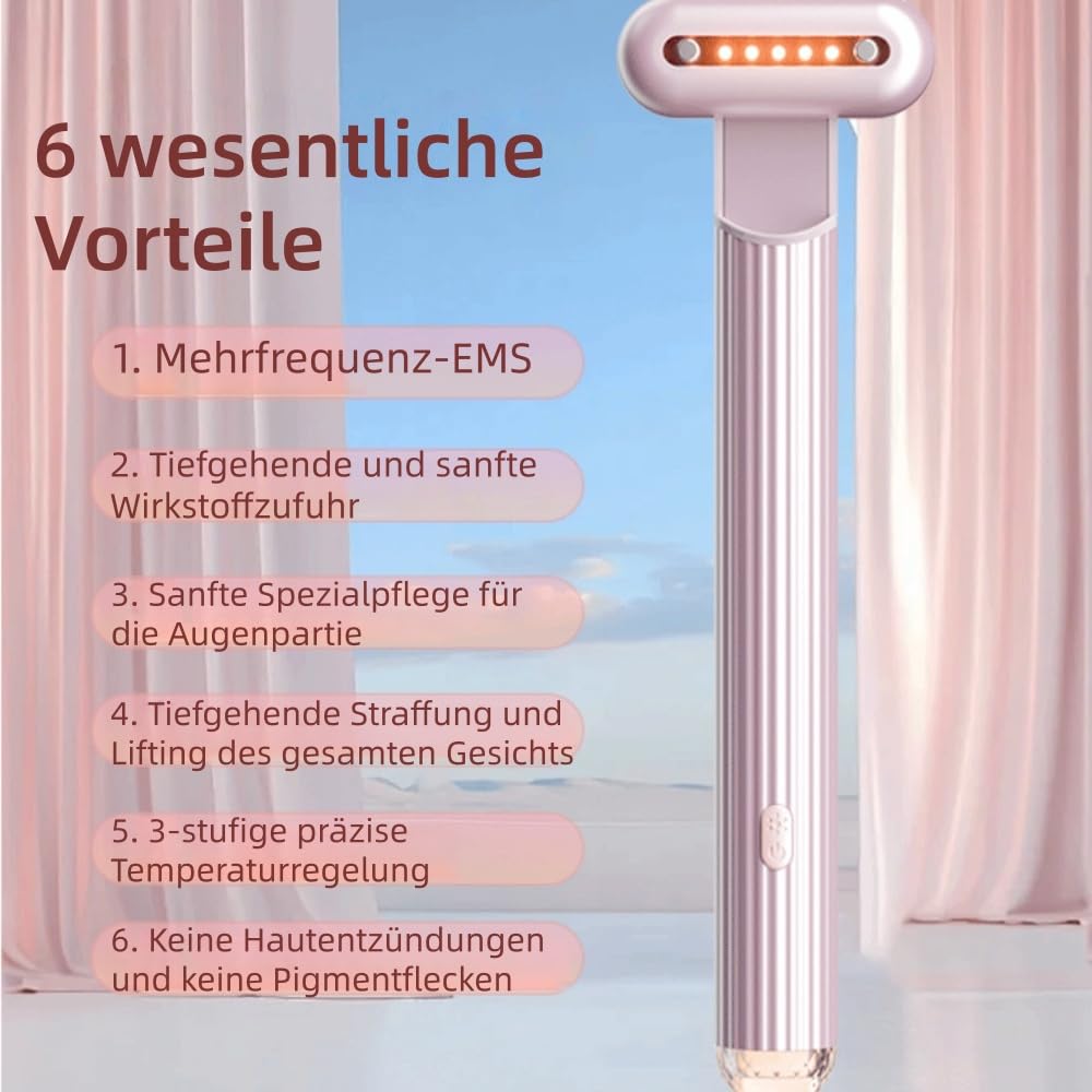 nuvaskin Therapiestab für Gesicht und Hals, Schönheitsgerät mit Massage, Anti - Aging & Hautstraffung, Kabellos & Ergonomisch