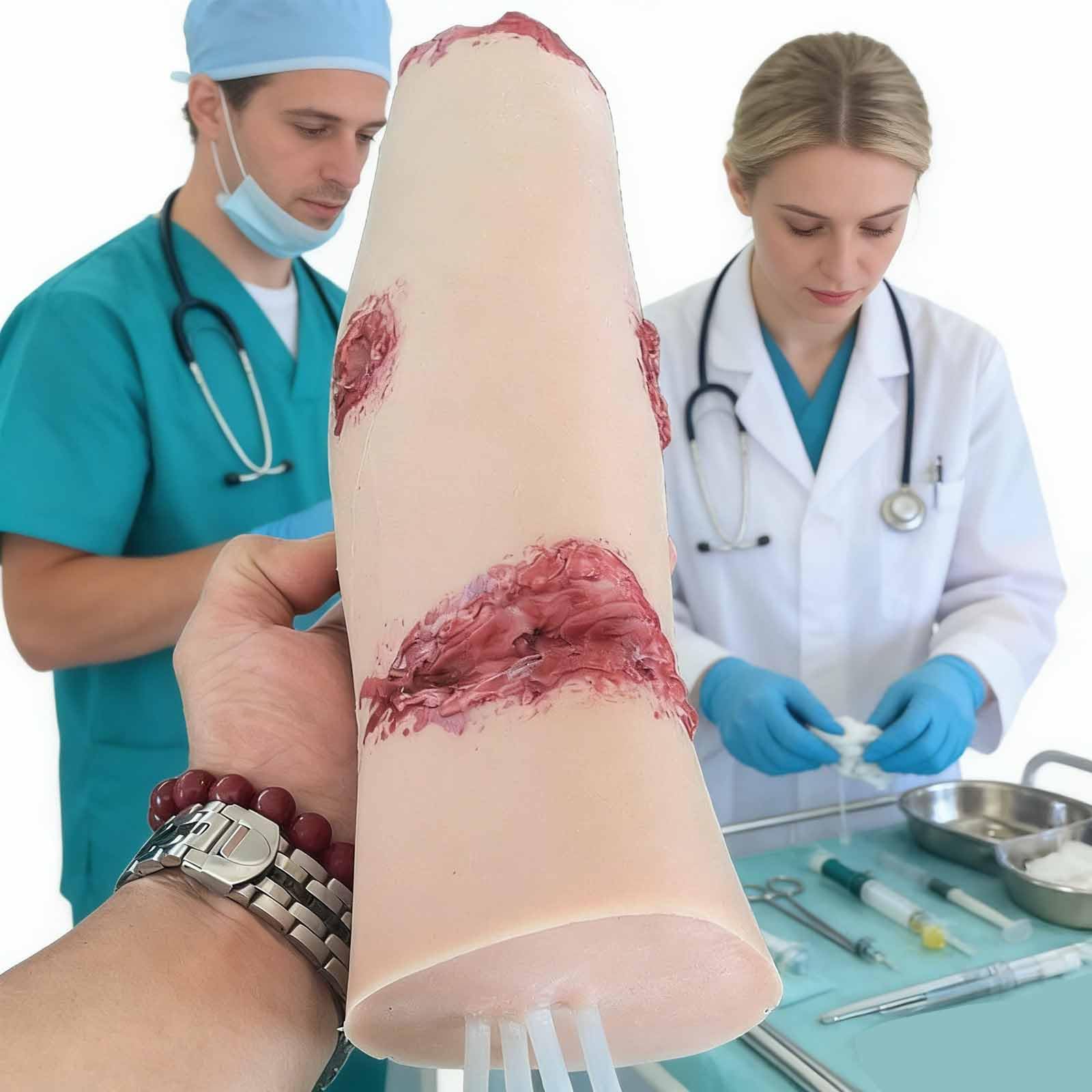 Model Rany Dolnej Części Nogi, Model Opatrunkowy Rany Łydki, Model Trenera Rany Opakowującej, 4 Symulowane Rany, Realistyczna Symulacja Rany Urazowej I Trwałe, Bezpieczne Materiały, Trwałe, Nadające