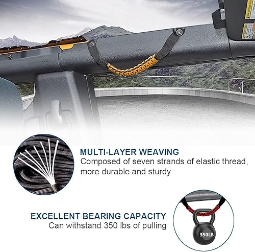 Miniatura 3 de TECTICO Asas de agarre de barra antivuelco compatibles con Bronco 2021 2022 2023 24 puertas, asas de agarre más amplia para automóvil, asas de