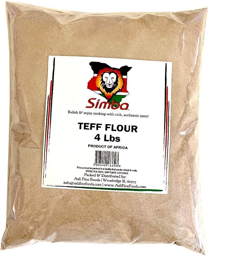 Simba African Teff Flour, 4 Pounds | Perfect for Baking, Flour for Injera | Gluten Free