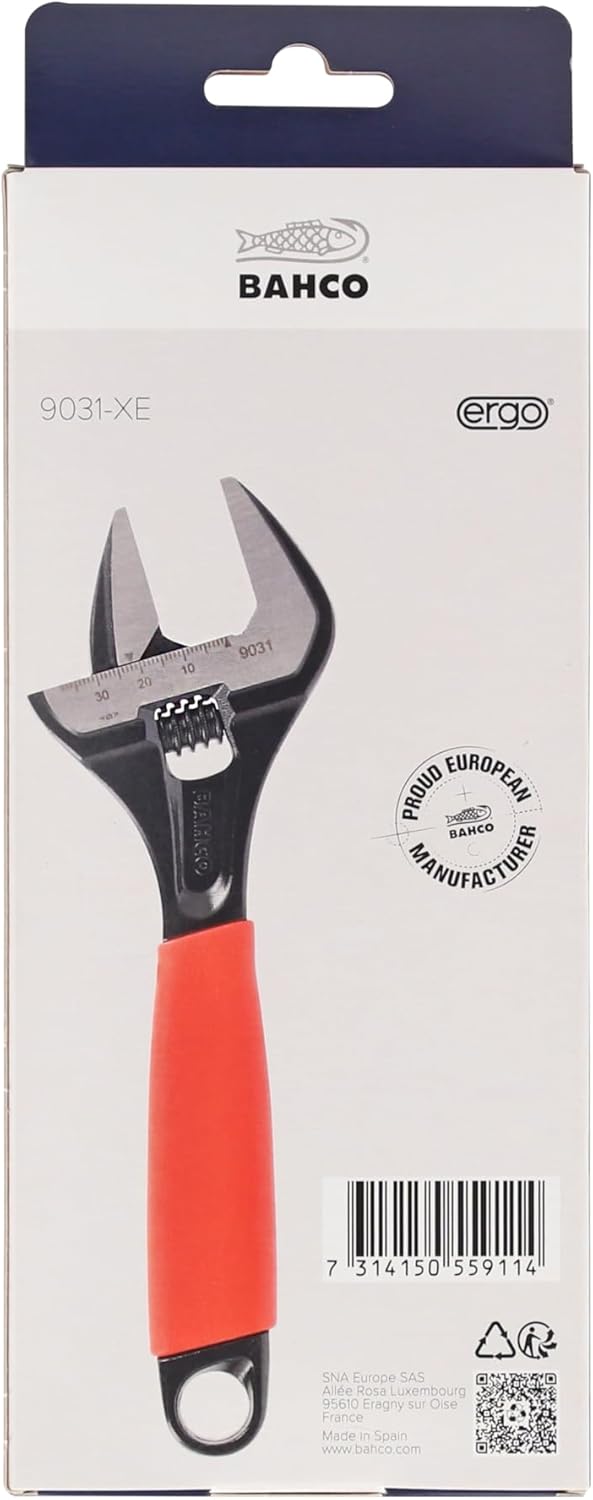 Bahco 9031-XE Ergo Adjustable Wrench Tools 8'' Extra Wide Opening 38mm - Limited Edition Christmas