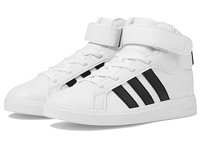 adidas Kids Grand Court Mid Shoes (Big Kid) Kids Shoes White/Black/White